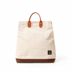 簡約L號真皮帆布購物袋｜可拆式背帶