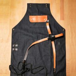 全身式工作圍裙｜棕色皮革肩掛式