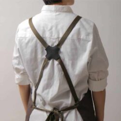 全身式工作圍裙｜軍綠織帶肩掛式